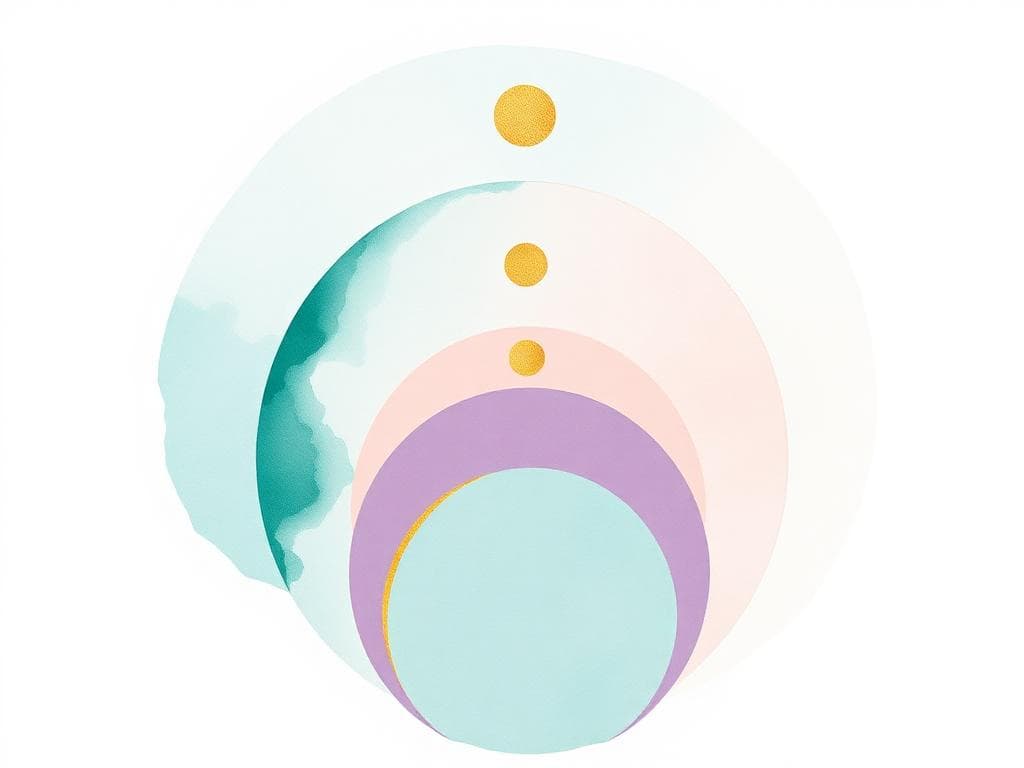 Abstract illustration of interconnected circles representing life stages